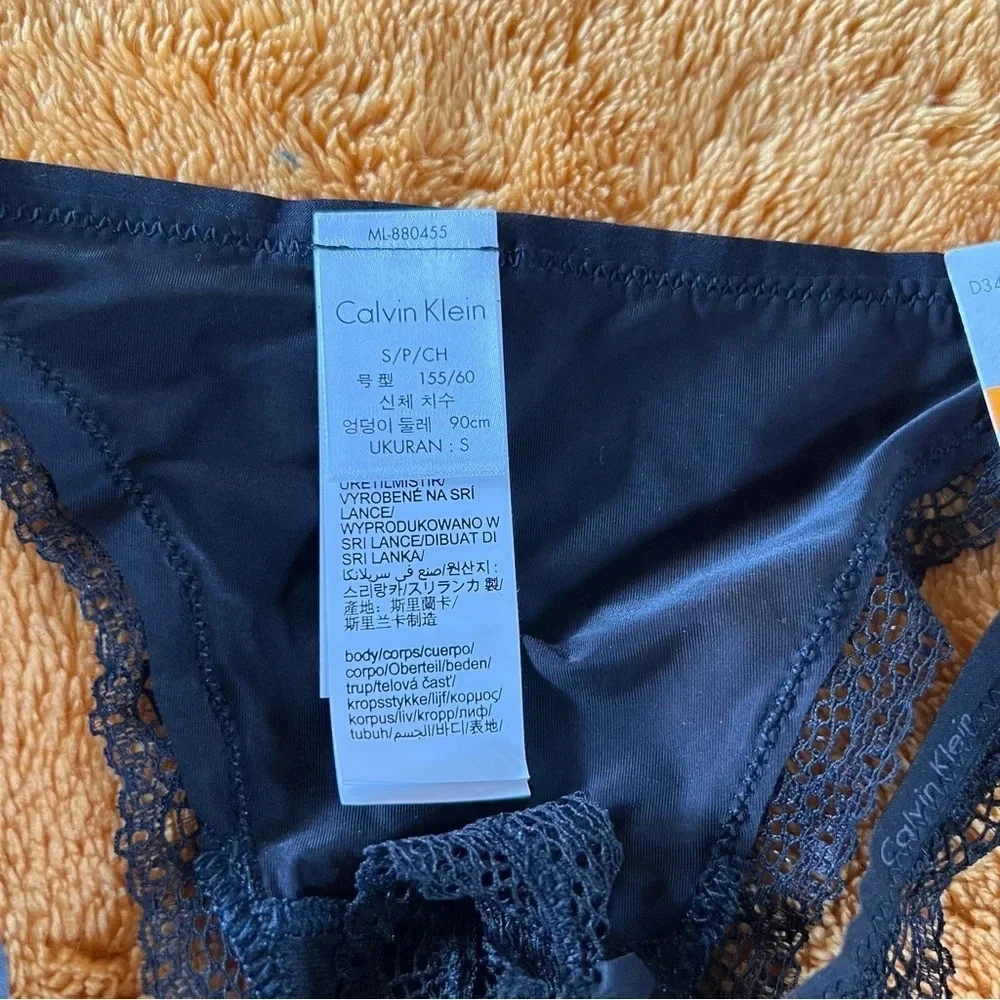 🛍️ Calvin Klein Women Black Lace Thong‎ Tanga Panty Cotton Underwear S/P/CH NEW